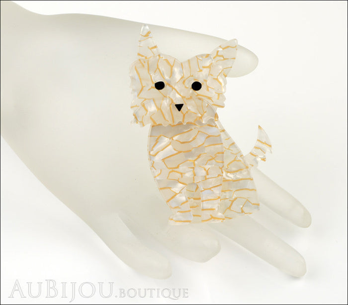 Erstwilder Dog Pin Brooch Fritz at the Ritz Cream White Mannequin