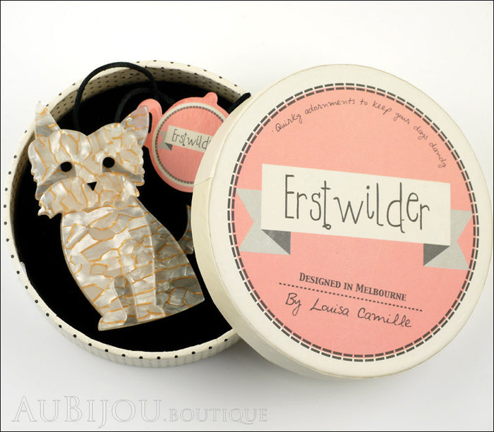 Erstwilder Dog Pin Brooch Fritz at the Ritz Cream White Box