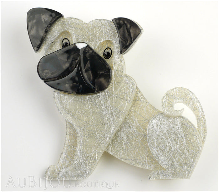 Erstwilder Dog Pin Brooch Preston Pug White Front