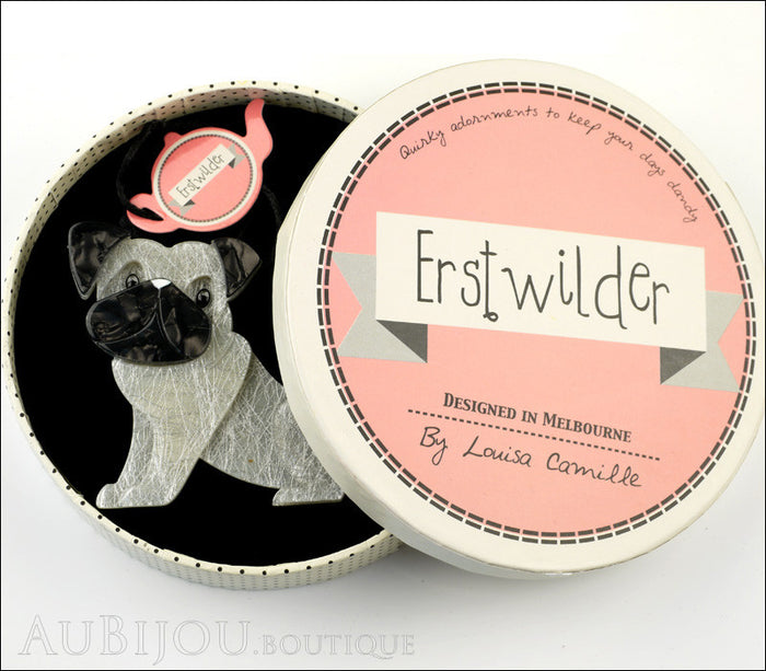 Erstwilder Dog Pin Brooch Preston Pug White Box