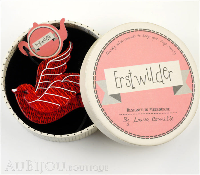 Erstwilder Pin Brooch Barbarella’s Bird Red Box