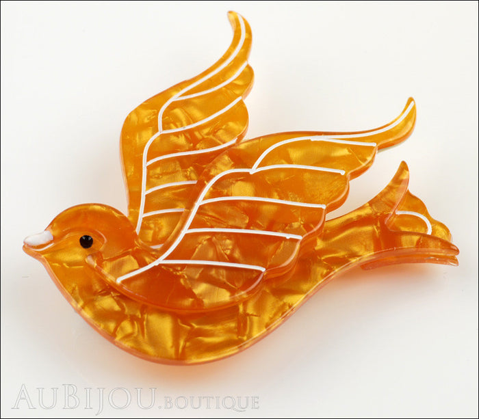 Erstwilder Pin Brooch Barbarella’s Bird Yellow-Orange Side
