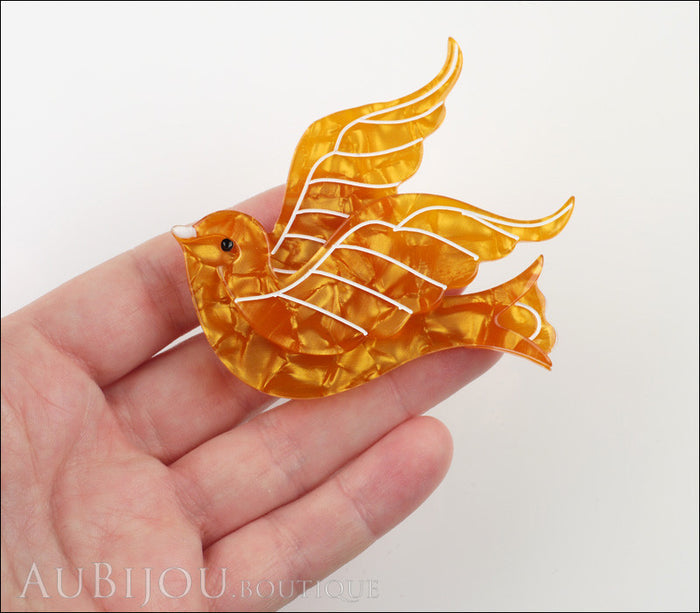 Erstwilder Pin Brooch Barbarella’s Bird Yellow-Orange Model