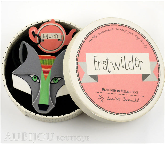Erstwilder Pin Brooch Chanteloup the Chanting Wolf Box