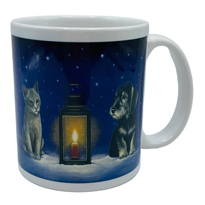 Eva Melhuish Cat & dog with lantern coffee mug