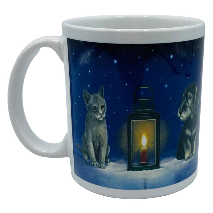 Eva Melhuish Cat & dog with lantern coffee mug
