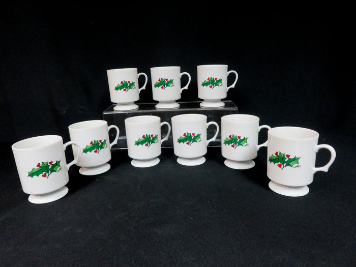 Footed Holly Mugs