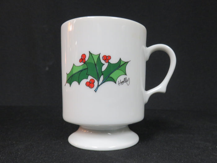 Footed Holly Mugs