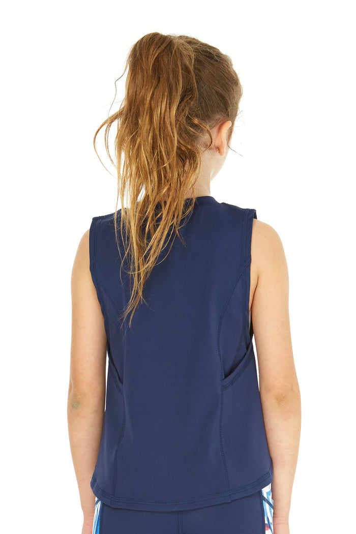 Girl's Athletic Tank Top in Solid Navy