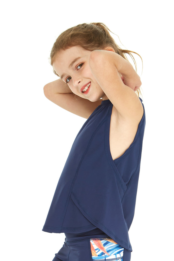 Girl's Athletic Tank Top in Solid Navy