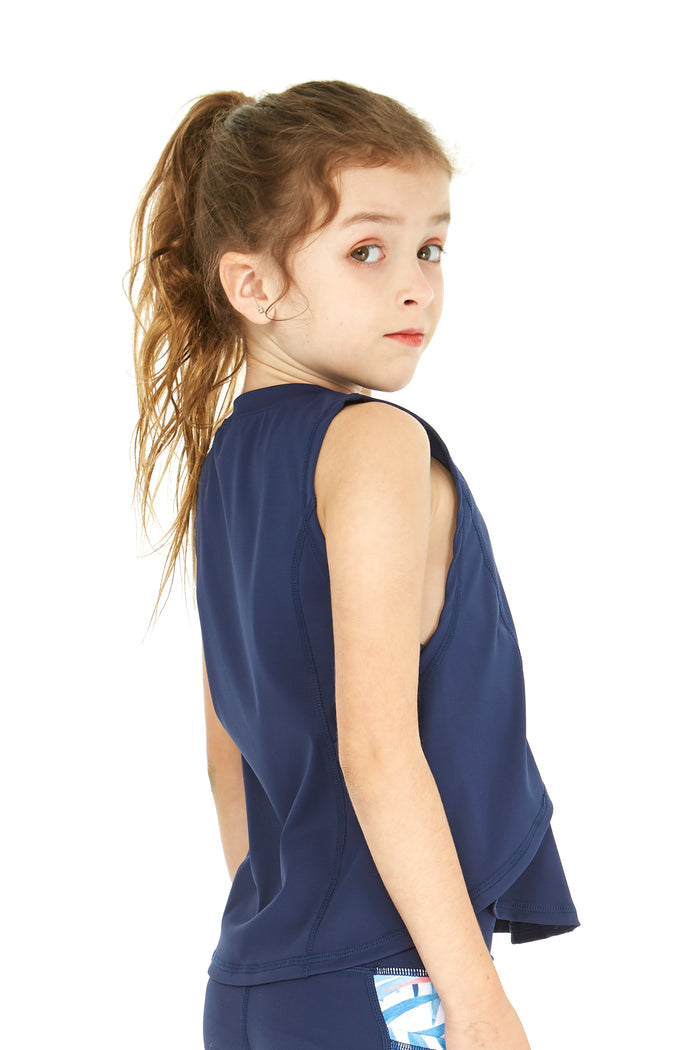 Girl's Athletic Tank Top in Solid Navy