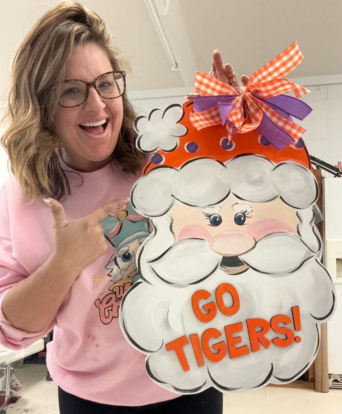 Go Team Santa Wooden Door Hanger