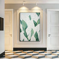 Green and White Leaf Canvas Art #BGM 029