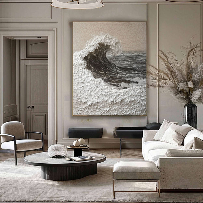 Handcrafted Ocean Wave Painting with Textured 3D Details #BBM 037