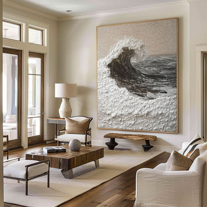 Handcrafted Ocean Wave Painting with Textured 3D Details #BBM 037