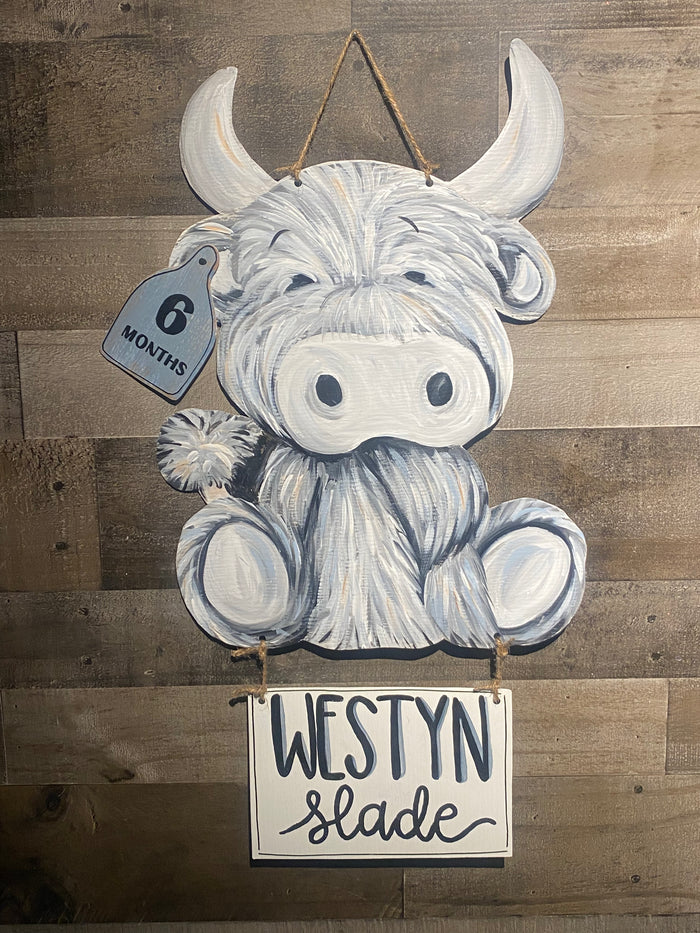 Baby Highland Cow Hospital Door Hanger