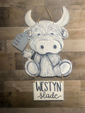 Baby Highland Cow Hospital Door Hanger