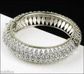 Kenneth Jay Lane KJL Art Deco Clear Rhinestone Crystal Hinged Bracelet Bangle