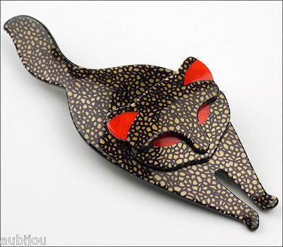 Lea Stein Attila The Cat Brooch Pin Chocolate Orange Side