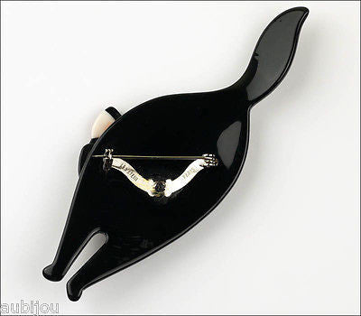 Lea Stein Attila The Cat Brooch Pin Chocolate Orange Back