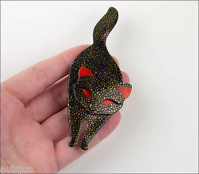 Lea Stein Attila The Cat Brooch Pin Chocolate Orange Model