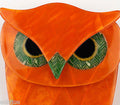 Lea Stein Buba The Owl Bird Brooch Pin Pearly Orange Green Gallery