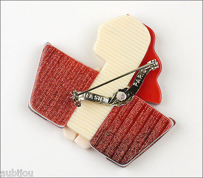 Lea Stein Carmen Joan Crawford Art Deco Red Brooch Pin Back