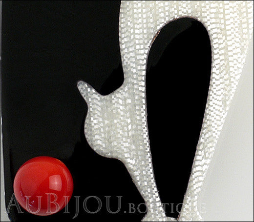 Lea Stein Cat With Ball Art Deco Brooch Pin Pearly White Black Gallery