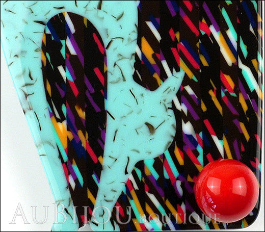 Lea Stein Cat With Ball Art Deco Brooch Pin Turquoise Multi Gallery