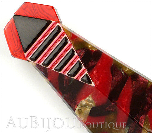 Lea Stein Cicada Insect Art Deco Brooch Pin Dark Red Black Gallery