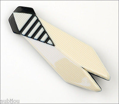 Lea Stein Cicada Insect Art Deco White Brooch Pin Front