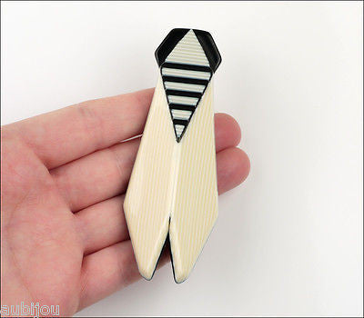 Lea Stein Cicada Insect Art Deco White Brooch Pin Model