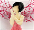 Lea Stein Fairy Demoiselle Volage Brooch Pin Pink Black Red