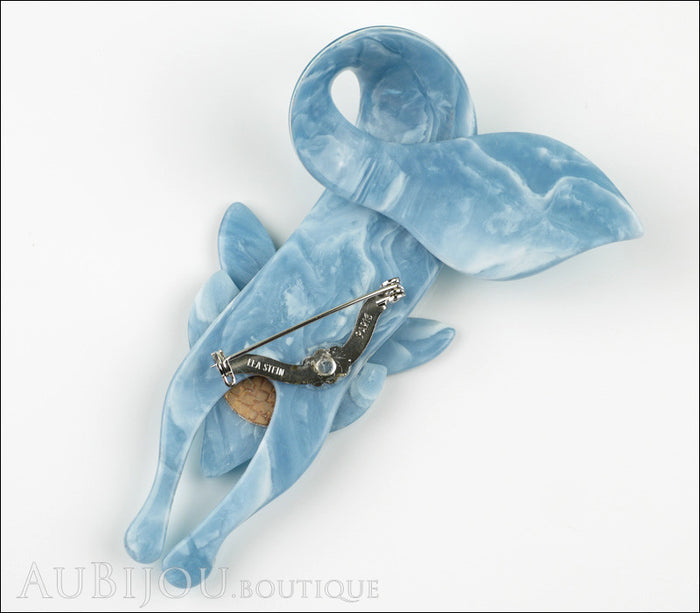 Lea Stein Fox Brooch Pin Light Turquoise Blue Black Back