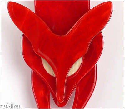 Lea Stein Fox Brooch Pin Red Cream Gallery