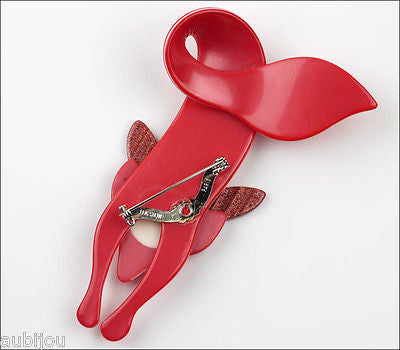 Lea Stein Fox Brooch Pin Red Cream Back