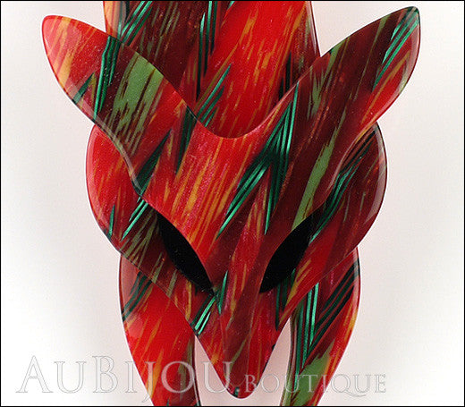 Lea Stein Fox Brooch Pin Red Green Mix Gallery