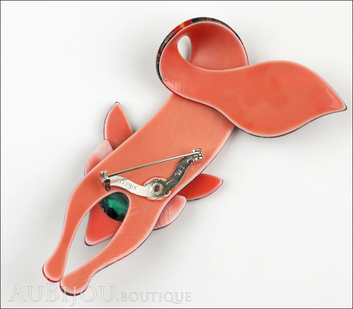 Lea Stein Fox Brooch Pin Red Green Mix Back