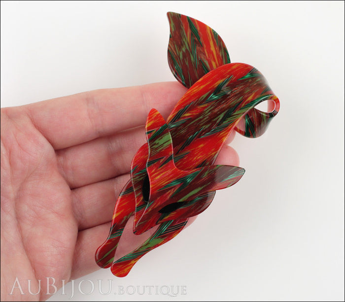 Lea Stein Fox Brooch Pin Red Green Mix Model