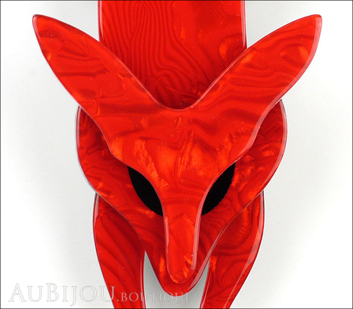 Lea Stein Fox Brooch Pin Red Pearly Swirls Gallery