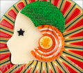 Lea Stein Full Collerette Art Deco Girl Brooch Pin Red Green Gallery
