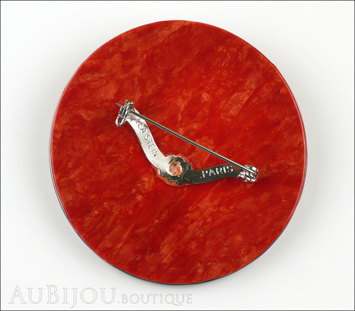 Lea Stein Full Collerette Art Deco Girl Brooch Pin Red Green Back
