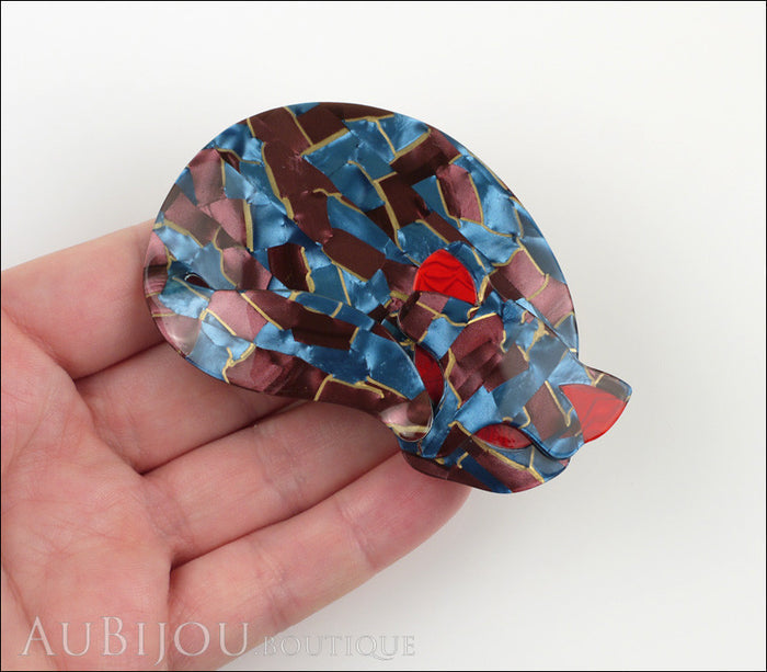 Lea Stein Gomina The Sleeping Cat Brooch Pin Blue Red Model