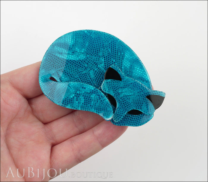Lea Stein Gomina The Sleeping Cat Brooch Pin Blue Model