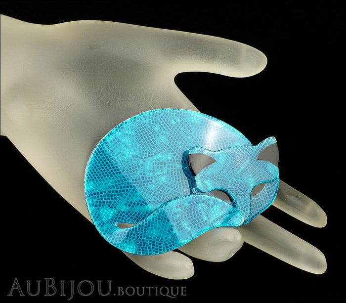 Lea Stein Gomina The Sleeping Cat Brooch Pin Blue Mannequin