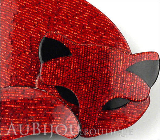 Lea Stein Gomina The Sleeping Cat Brooch Pin Red Black Gallery