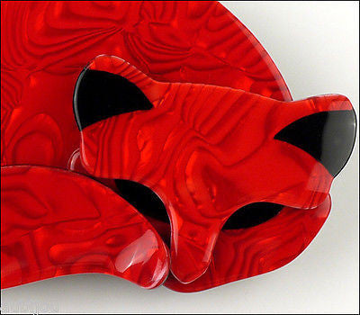 Lea Stein Gomina The Sleeping Cat Brooch Pin Red Gallery