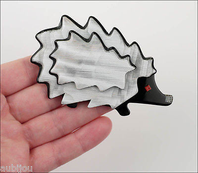 Lea Stein Hedgehog Porcupine Brooch Pin Green Red Black Model