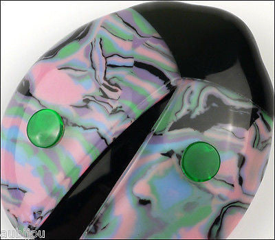 Lea Stein Lady Bug Brooch Pin Pink Green Black