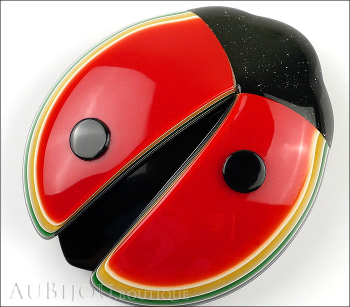 Lea Stein Lady Bug Brooch Pin Red Black Multicolor Trim Gallery